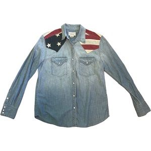 American Flag Denim Button Down